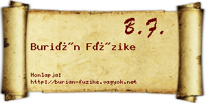 Burián Füzike névjegykártya